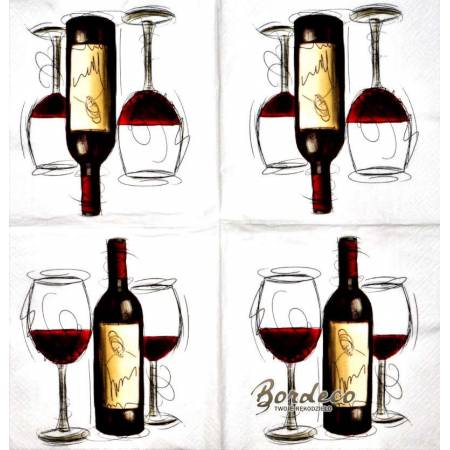 Serwetka decoupage firmy PAPER+ wino i kieliszki 33x33cm